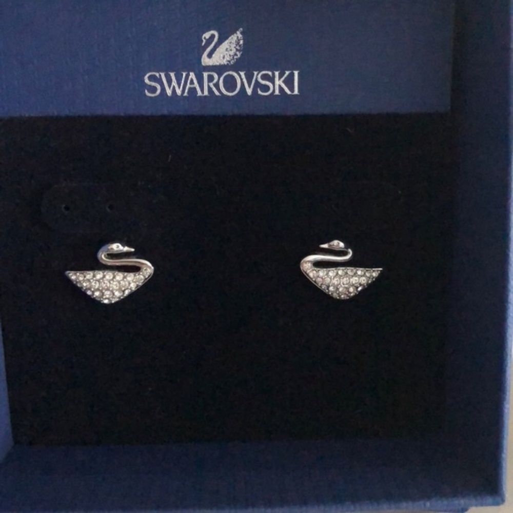 Swarovski‎ Swan Earrings Silver Crystal